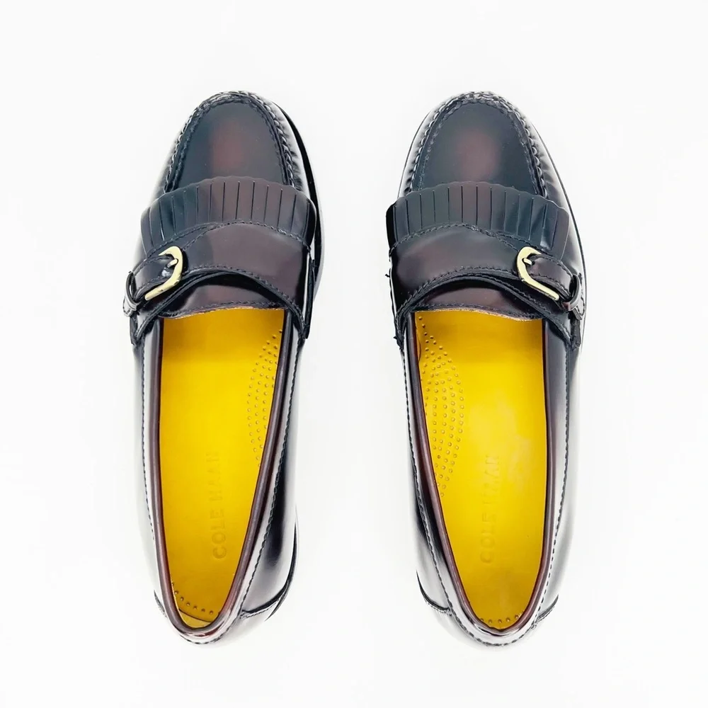 NEW Cole Haan Loafers Kiltie Buckle Burgundy Leather Mens /Boys Shoes Size 7 New
